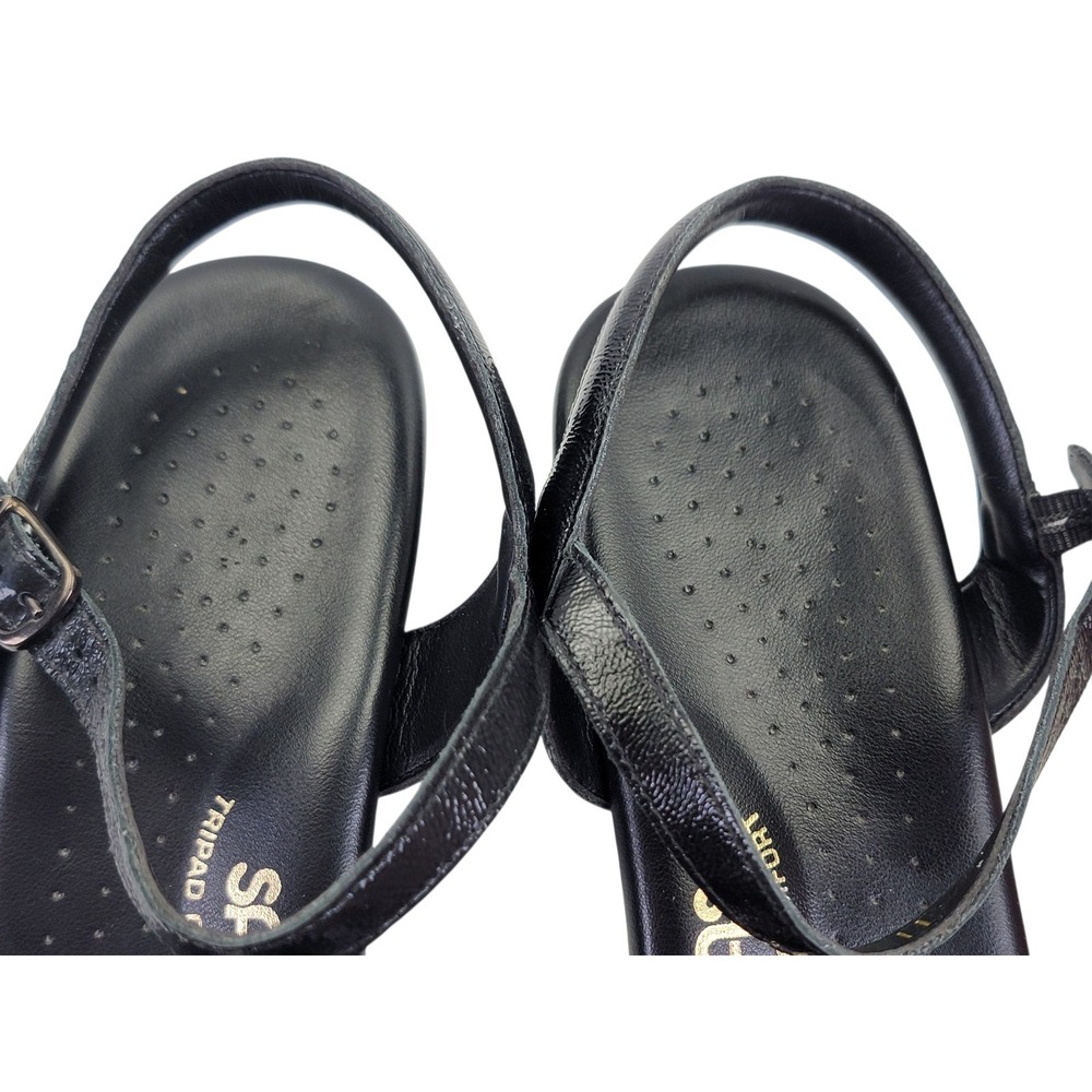 SAS Women's Strappy Quarter Strap Black Patent Leather Wedge Sandals Size 11 S - Picture 12 of 14